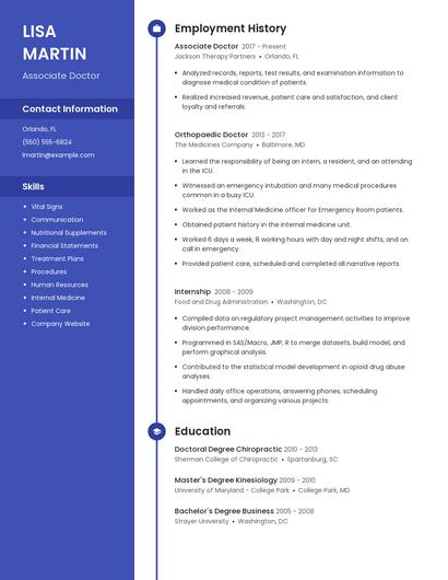 Associate Doctor Resume