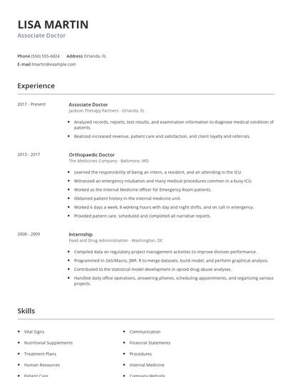 Associate Doctor Resume