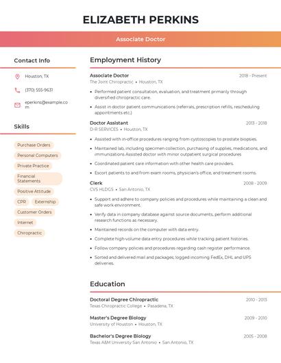 Associate Doctor Resume