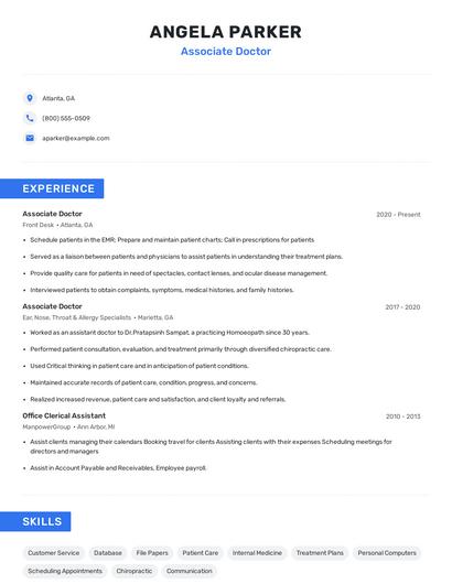 Associate Doctor Resume