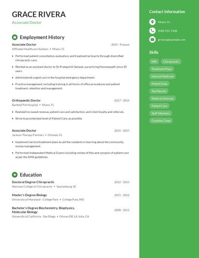 Associate Doctor Resume