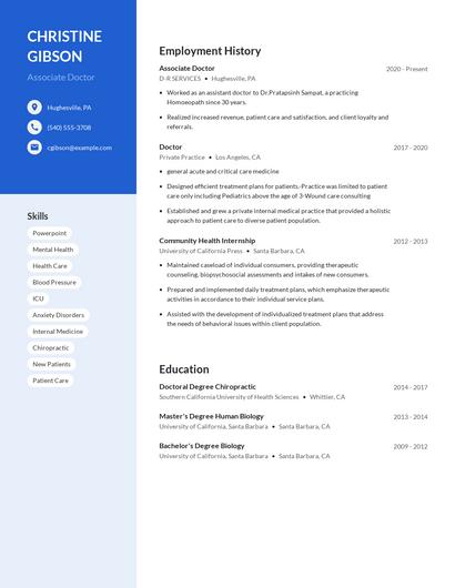 Associate Doctor Resume