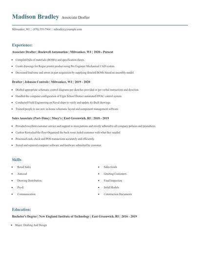 Associate Drafter Resume
