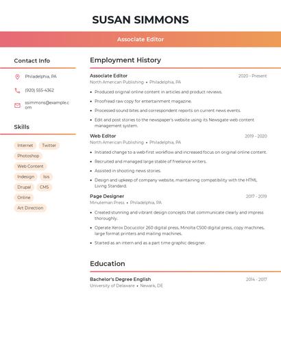 Associate Editor Resume
