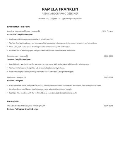Associate Graphic Designer Resume