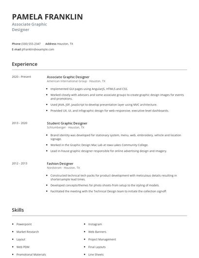 Associate Graphic Designer Resume