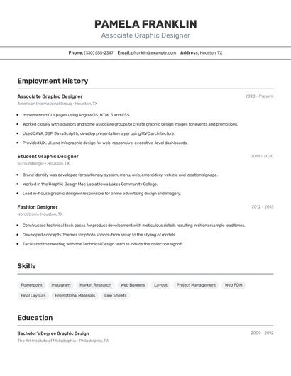 Associate Graphic Designer Resume