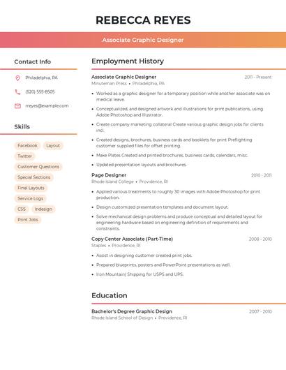 Associate Graphic Designer Resume