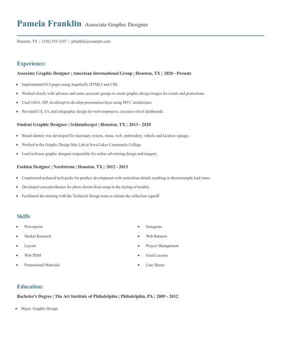 Associate Graphic Designer Resume