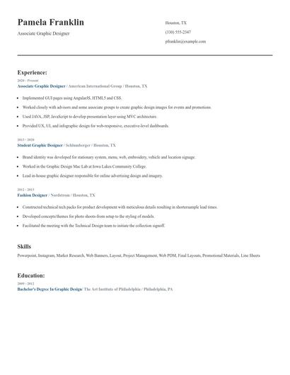 Associate Graphic Designer Resume