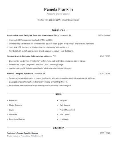 Associate Graphic Designer Resume