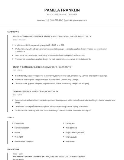 Associate Graphic Designer Resume