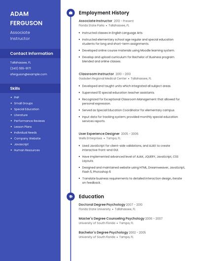 Associate Instructor Resume