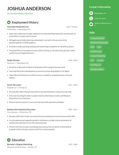 Associate Media Director Resume