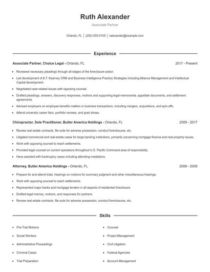 Associate Partner Resume