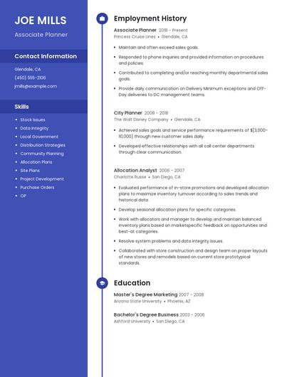 Associate Planner Resume
