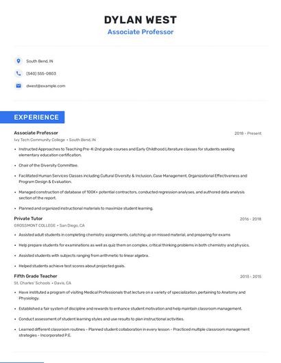 Associate Professor Resume