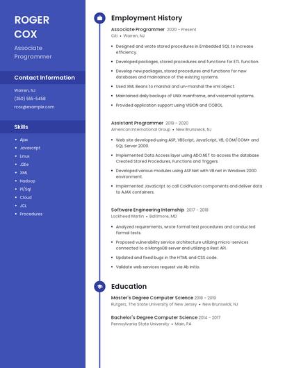 Associate Programmer Resume