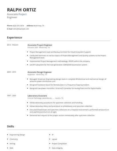 Associate Project Engineer Resume