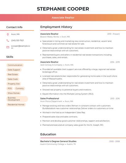 Associate Realtor Resume