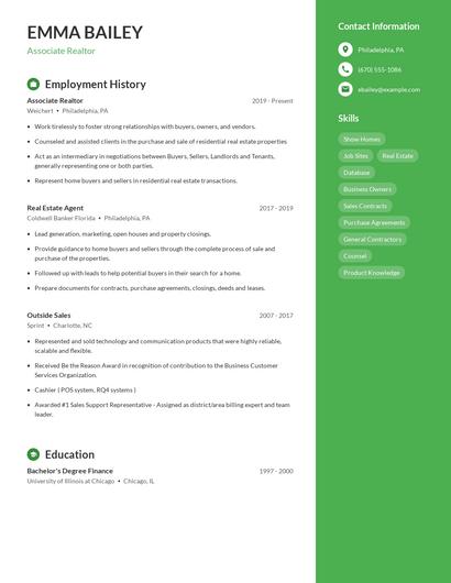 Associate Realtor Resume
