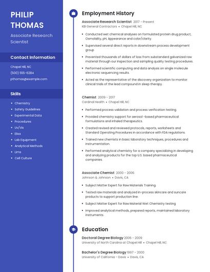 Associate Research Scientist Resume
