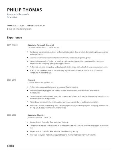 Associate Research Scientist Resume