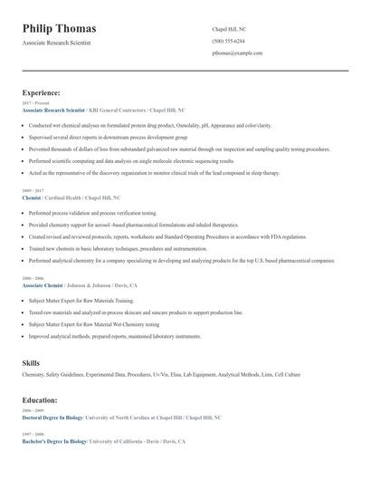 Associate Research Scientist Resume
