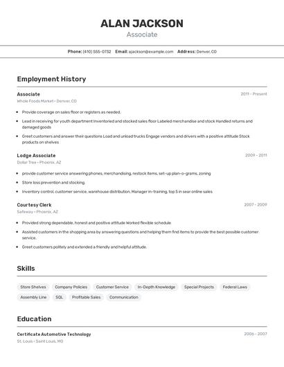 Associate Resume