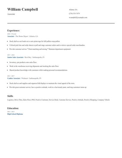 Associate Resume