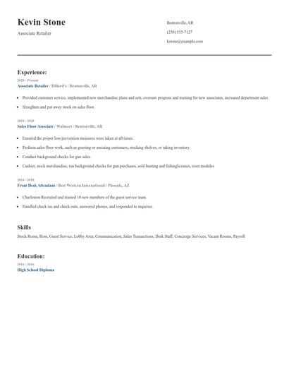 Associate Retailer Resume