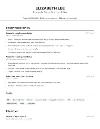 Resume example 2
