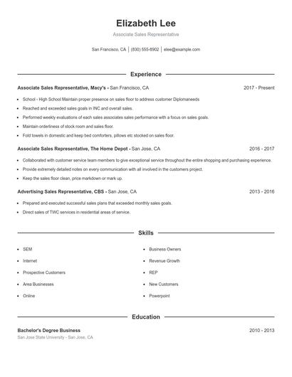Resume example 1