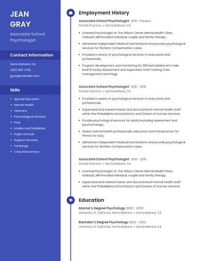 Associate School Psychologist Resume