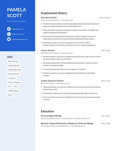 Associate Scientist Resume