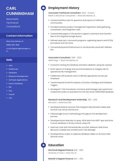Associate Technical Consultant Resume