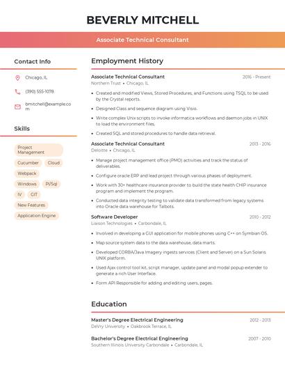 Associate Technical Consultant Resume
