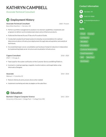 Associate Technical Consultant Resume