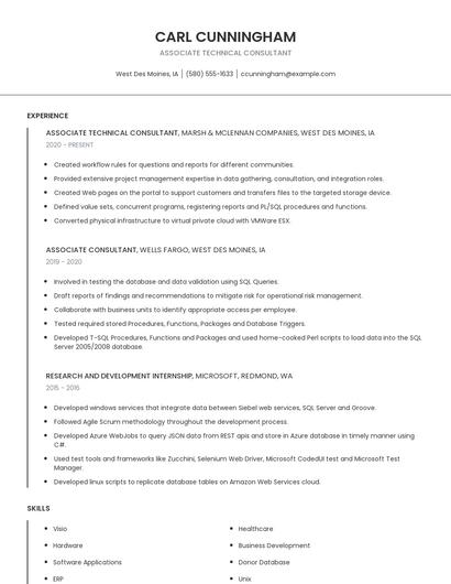 Associate Technical Consultant Resume