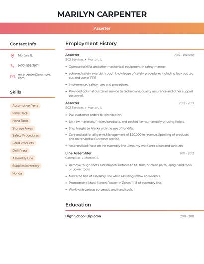 Assorter Resume