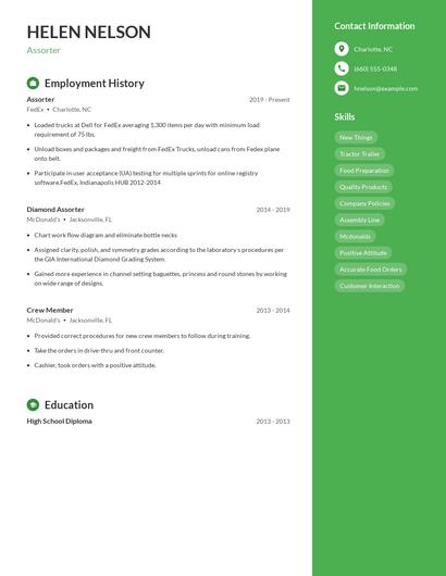 Assorter Resume