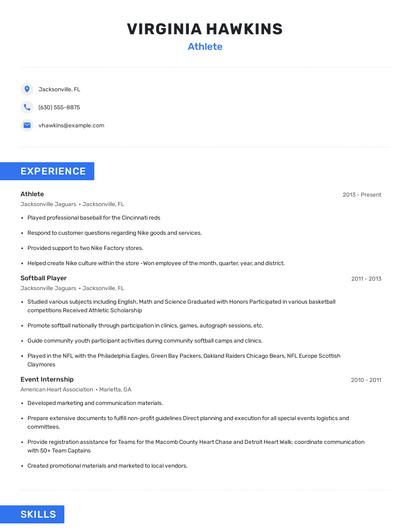 Athlete Resume