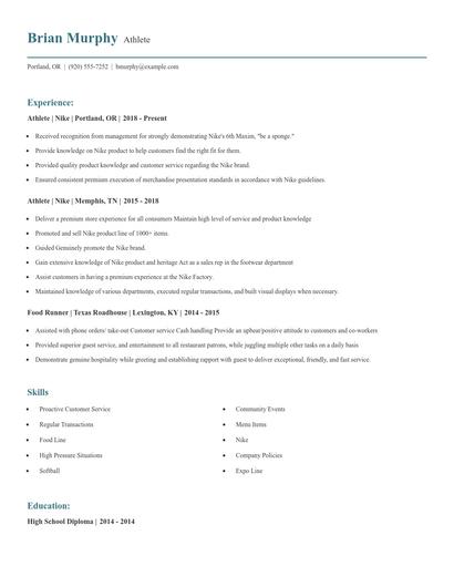 Athlete Resume