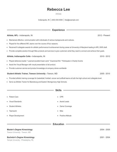 Athlete Resume