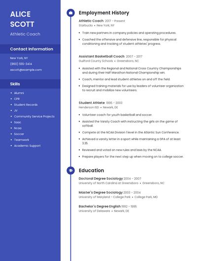 Athletic Coach Resume