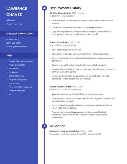 Athletic Coordinator Resume