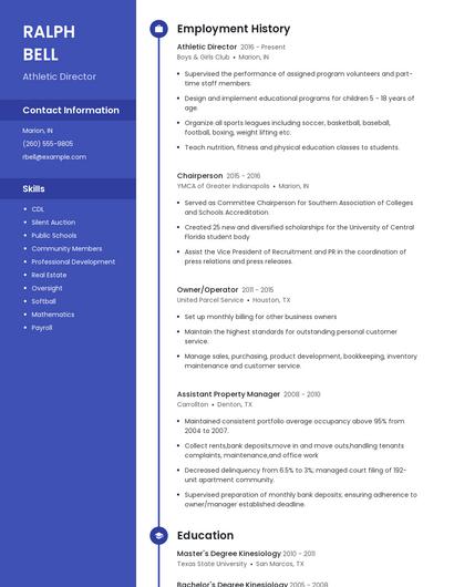 Athletic Director Resume