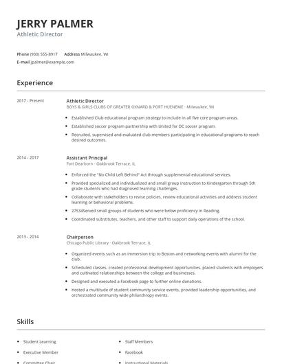Athletic Director Resume