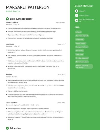 Athletic Director Resume