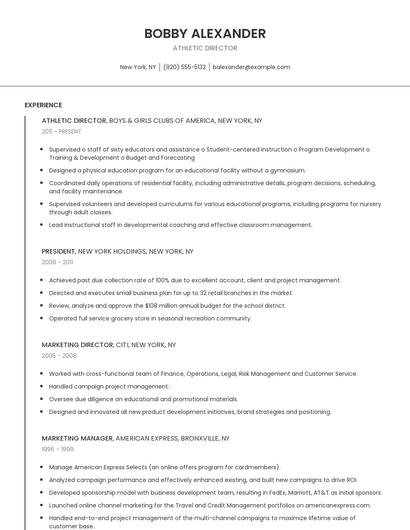 Athletic Director Resume